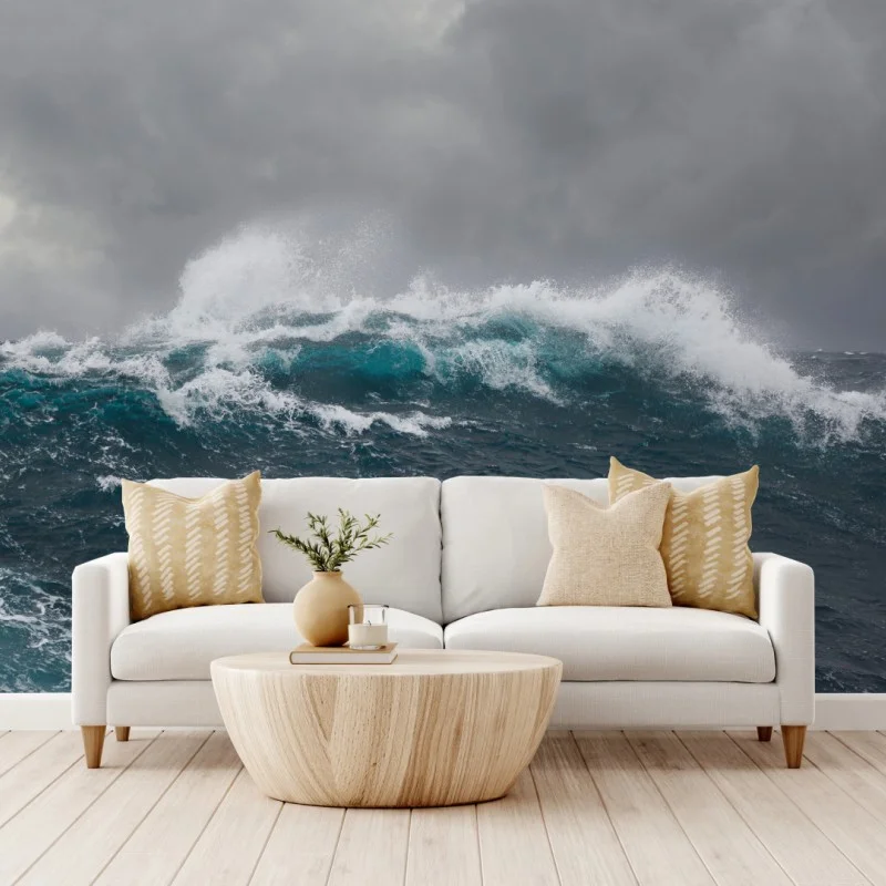 Fototapete stürmisches meer mit brechenden wellen – Wallnifity®