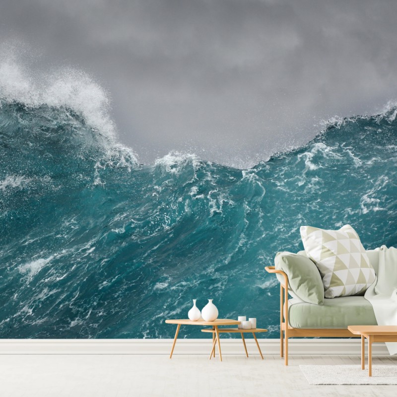 Fototapete turbulente türkisfarbene ozeanwellen – Wallnifity®