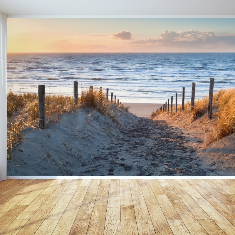 Fototapete sonnenuntergangspfad zur Nordsee, Holland – Wallnifity®