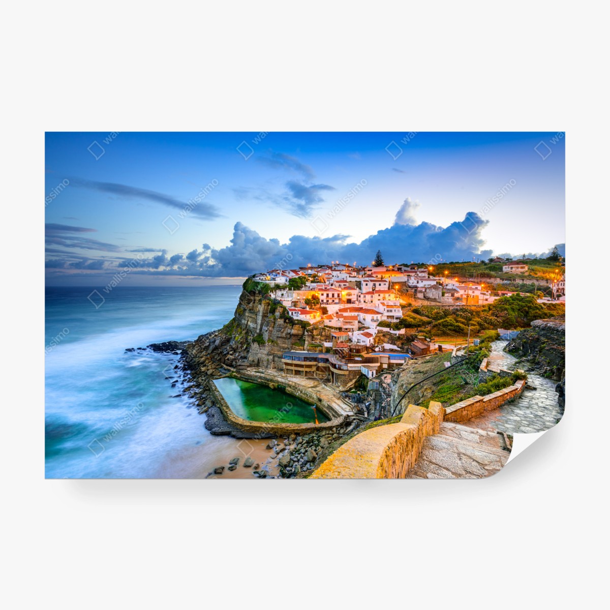 Fototapete Azenhas do Mar küstendorf auf der klippe, Portugal – Wallnifity®