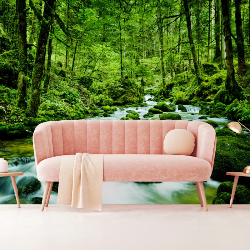 Fototapete moosbedeckter waldbach – Wallnifity®