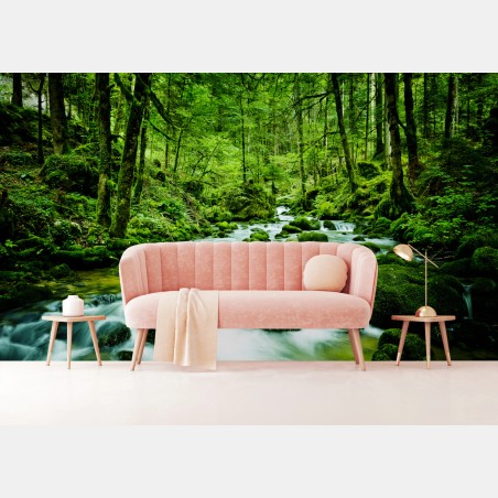 Fototapete moosbedeckter waldbach – Wallnifity®