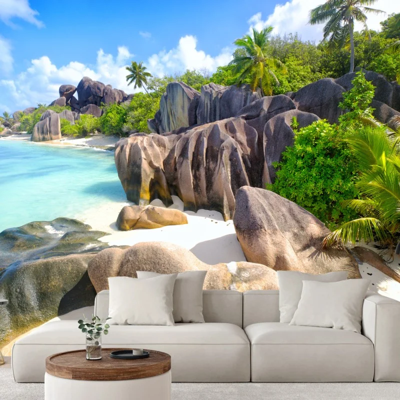 Fototapete Anse Source d'Argent, La Digue türkisfarbener strand