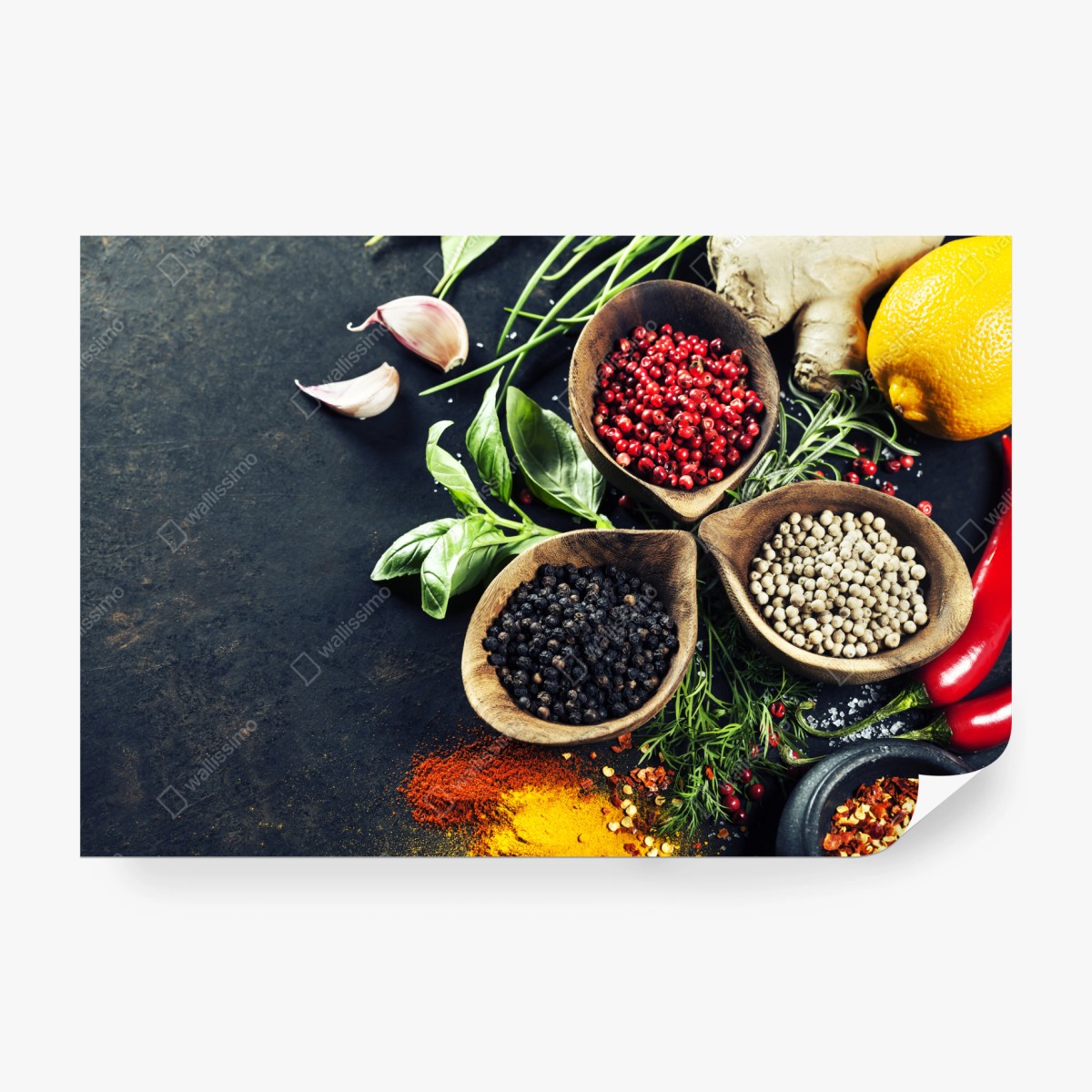 Fototapete lebendige gewürze und frische kräuter – Wallnifity®