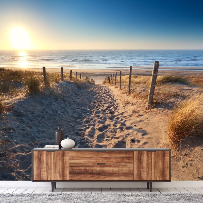 Fototapete sonnenuntergangspfad zum meer in Zandvoort – Wallnifity®
