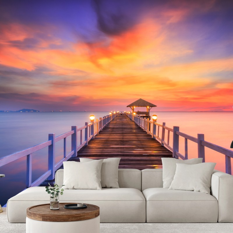 Fototapete holzsteg im sonnenaufgang – Wallnifity®