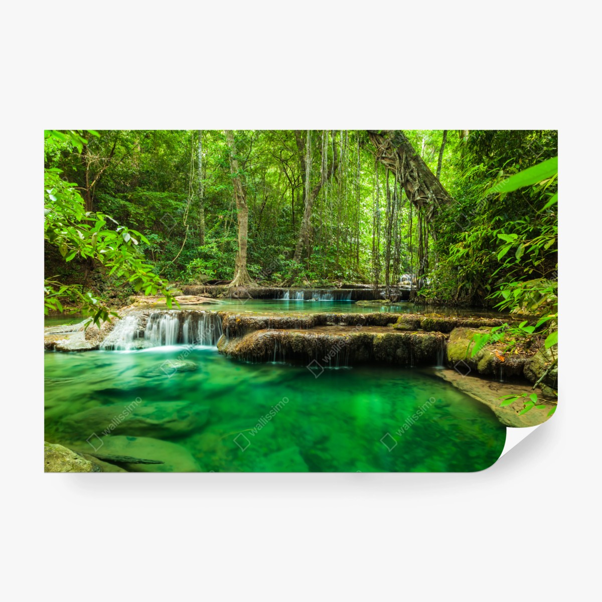 Fototapete ruhige türkisbecken am wasserfall Erawan – Wallnifity®