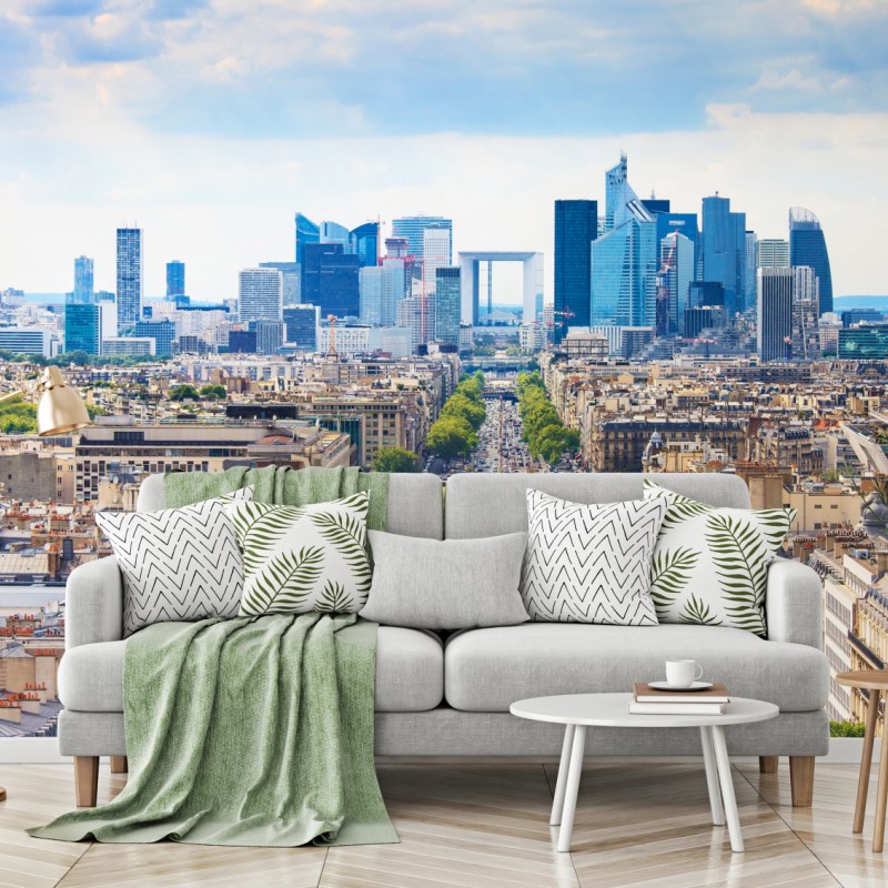 Fototapete Paris skyline über baumgesäumter avenue – Wallnifity®