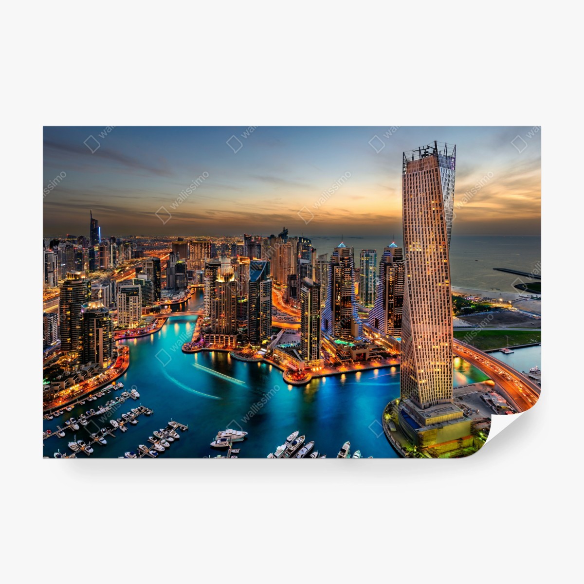 Fototapete Dubai marina skyline bei dämmerung – Wallnifity®