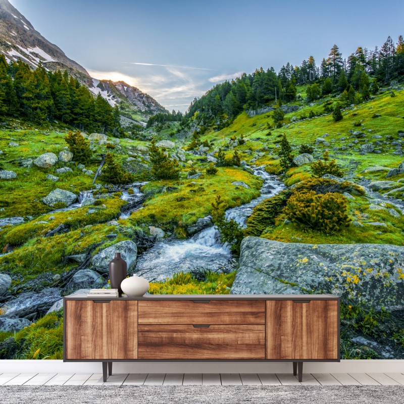 Fototapete sonniges tal in Posets y Maladeta, Pyrenäen – Wallnifity®