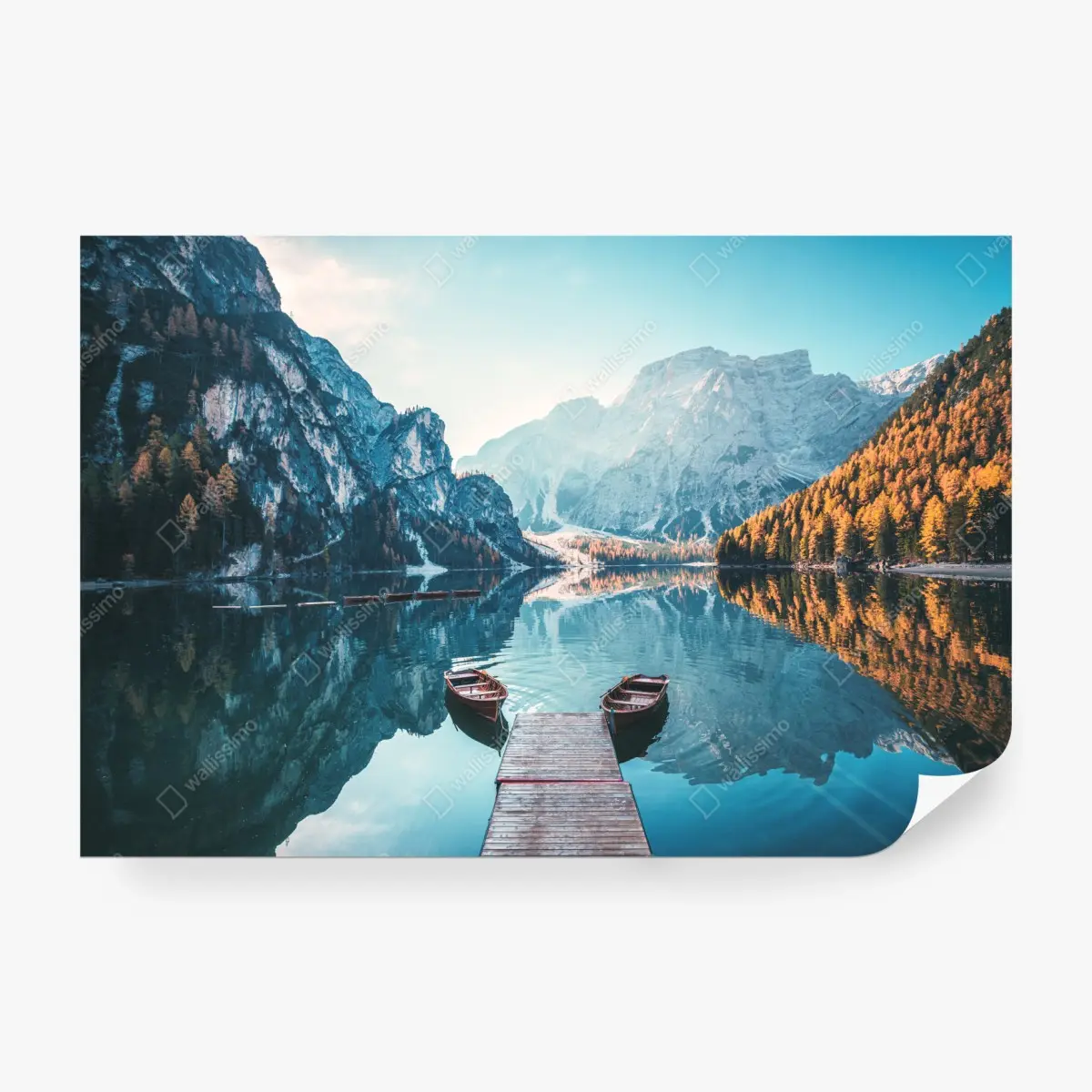 Fototapete ruhiger morgen am Pragser Wildsee, Dolomiten – Wallnifity®