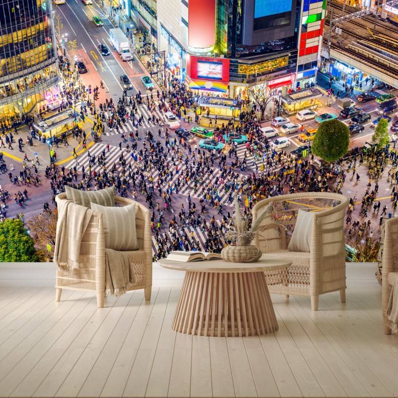 Fototapete Shibuya nächtliche kreuzung – Wallnifity®