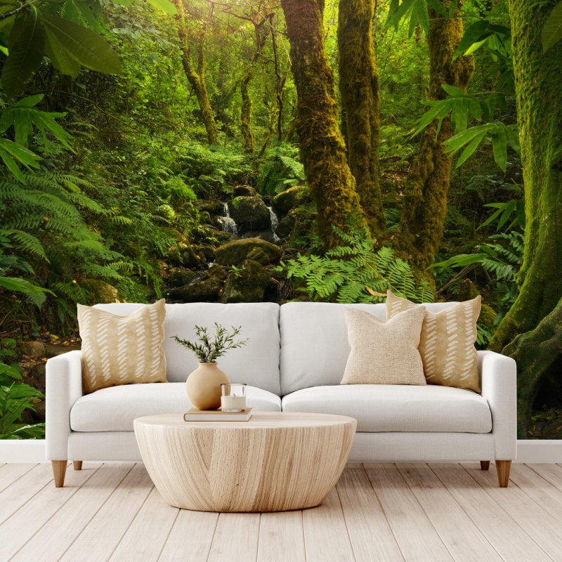 Fototapete moosiger waldbach im sonnenlicht – Wallnifity®