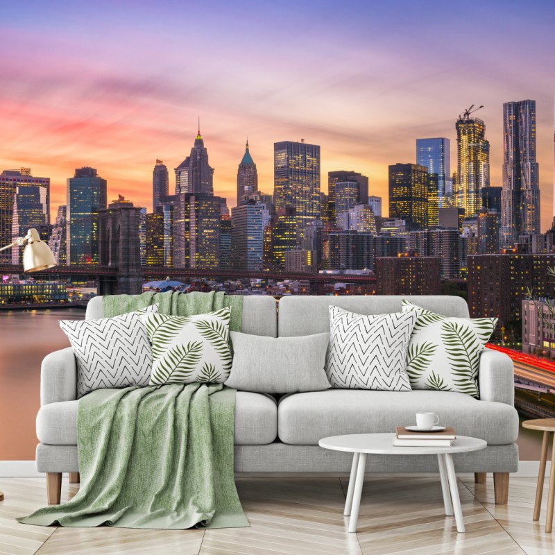 Fototapete panorama von New York bei sonnenuntergang – Wallnifity®