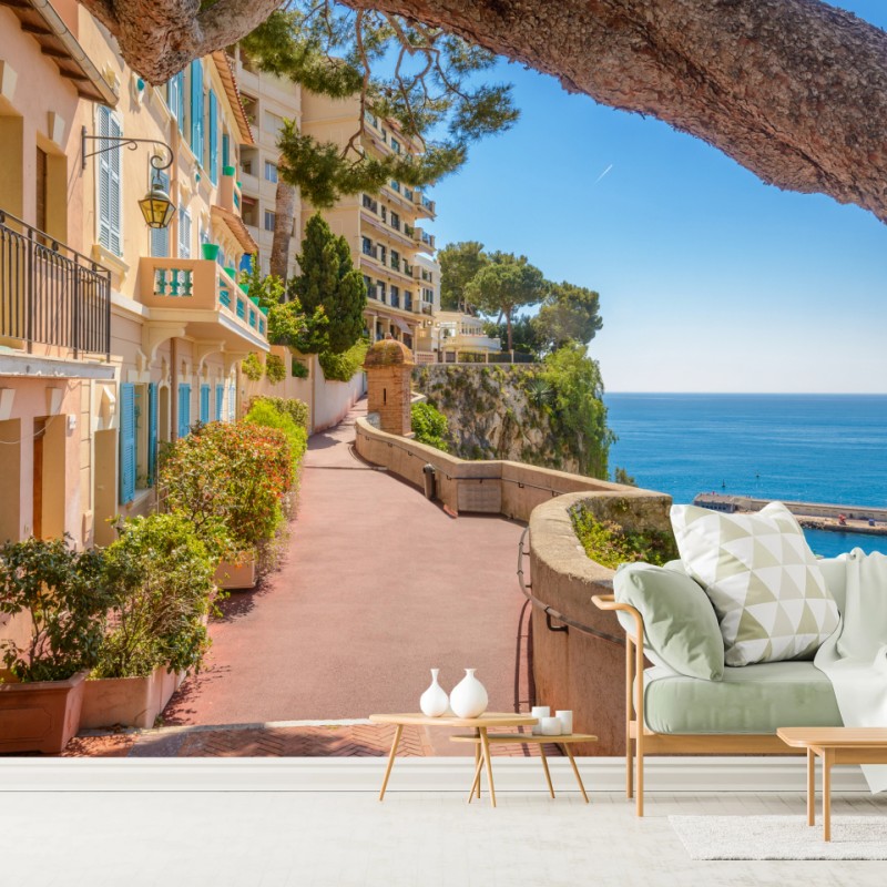 Fototapete Monaco küstenpromenade mit meerblick – Wallnifity®