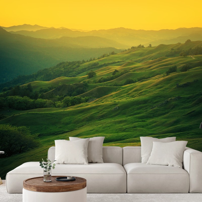 Fototapete hügel von Nordkalifornien bei sonnenuntergang – Wallnifity®