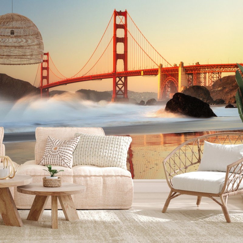 Fototapete Golden Gate brücke bei sonnenuntergang – Wallnifity®