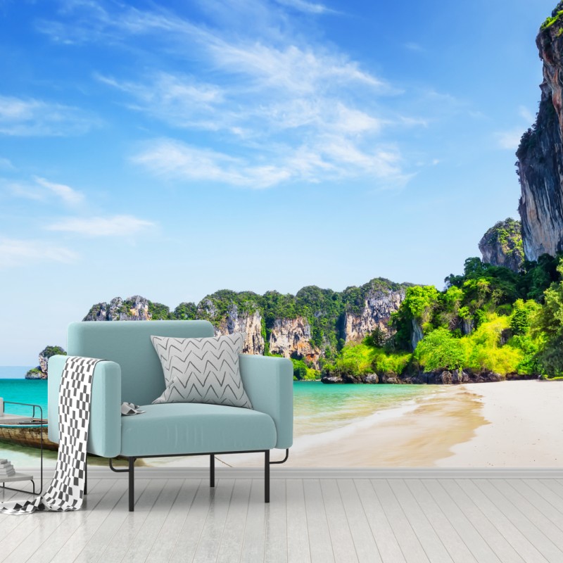 Fototapete longtail-boot am strand Railay, Thailand – Wallnifity®