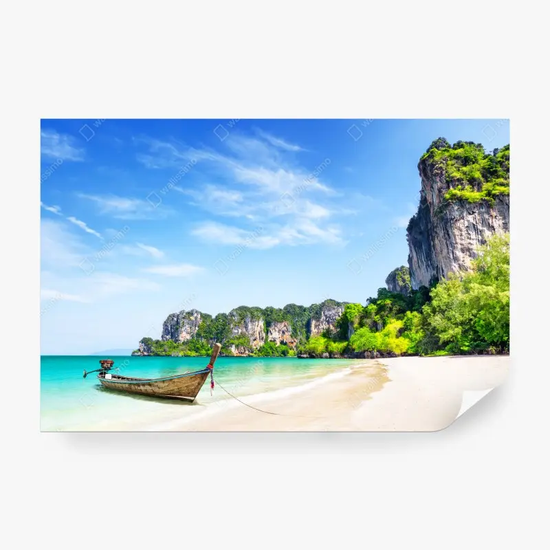 Fototapete longtail-boot am strand Railay, Thailand