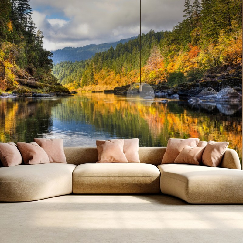 Fototapete Rogue River herbstliche spiegelungen – Wallnifity®