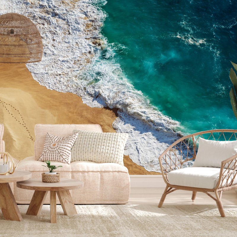 Fototapete türkisfarbene wellen am Kelingking Beach – Wallnifity®