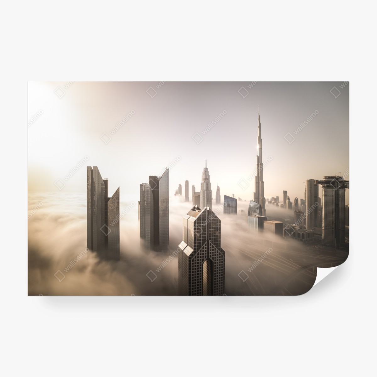 Fototapete neblige Dubai skyline über den wolken – Wallnifity®