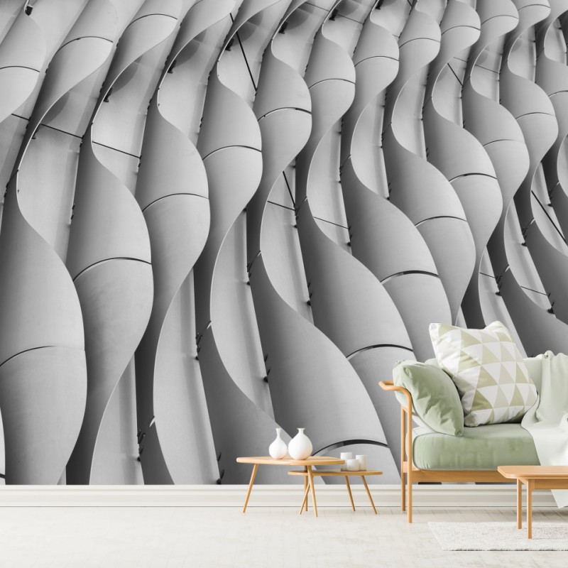Fototapete gewelltes architekturmotiv in graustufen – Wallnifity®