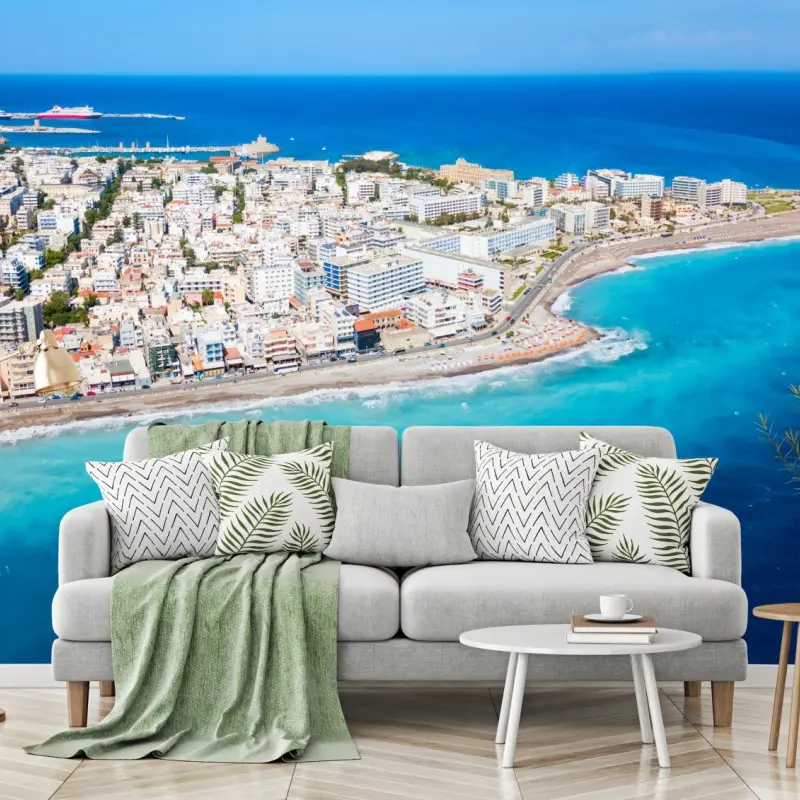Fototapete luftpanorama der küste von Rhodos – Wallnifity®
