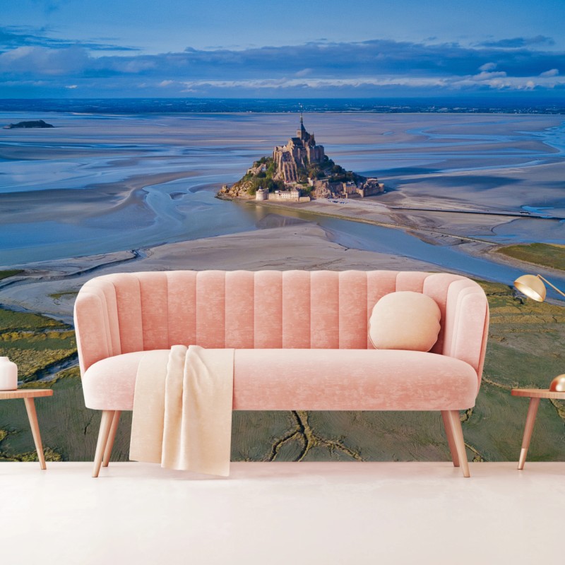 Fototapete Mont Saint-Michel luftaufnahme – Wallnifity®