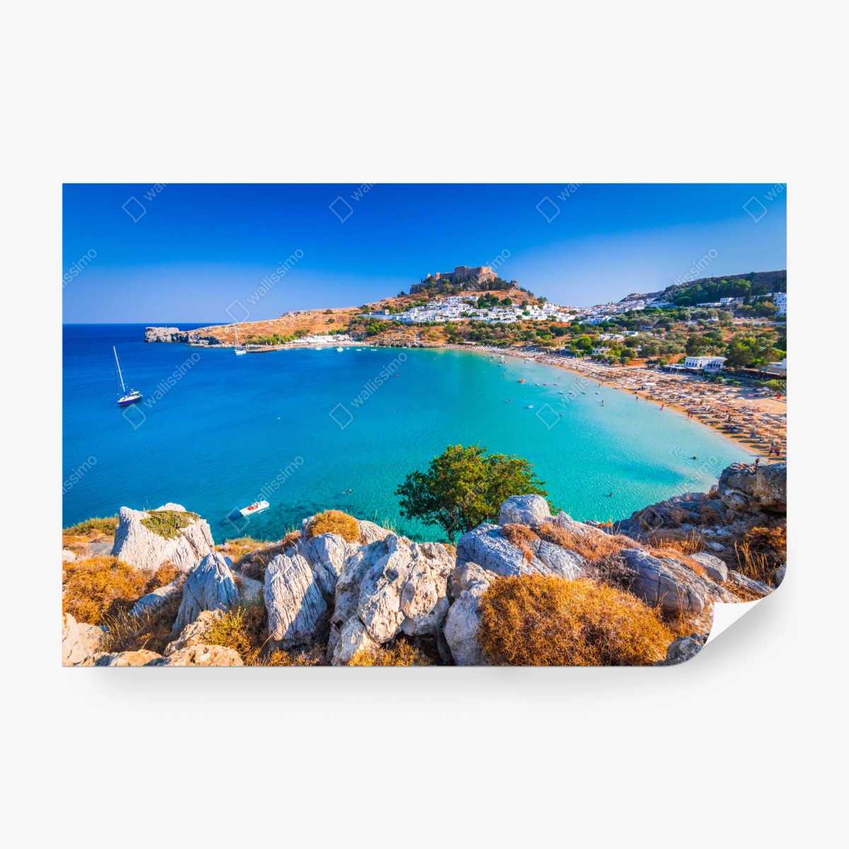 Fototapete türkisbucht in Lindos, Rhodos – Wallnifity®