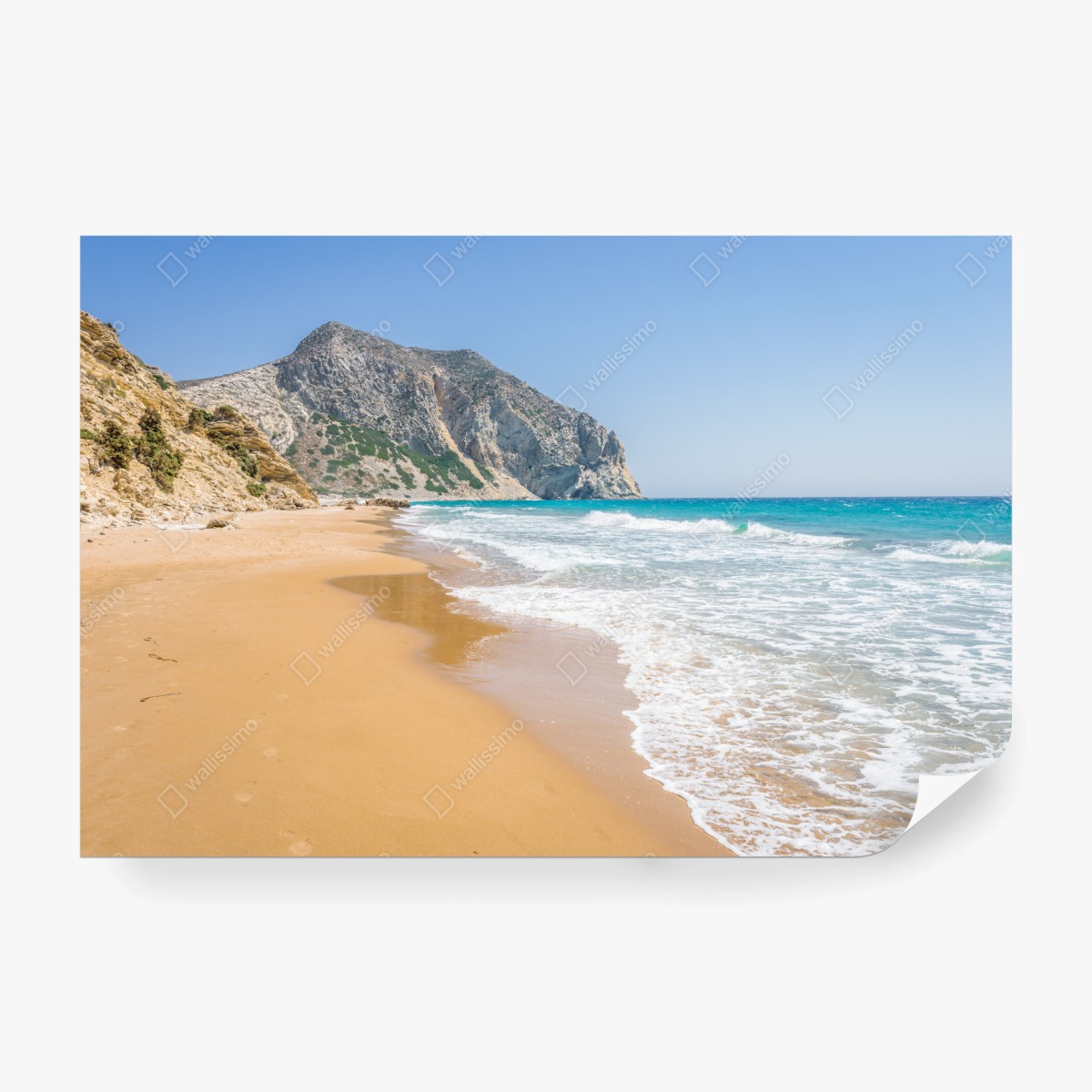 Fototapete sonniger türkisfarbener strand mit klippen – Wallnifity®