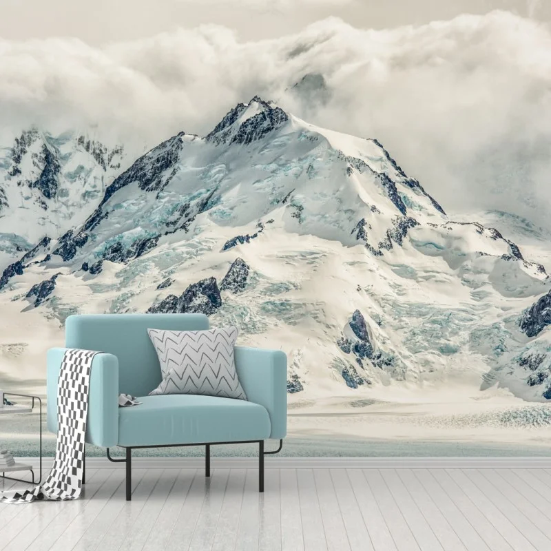 Fototapete schneebedeckter berggipfel mit gletscher