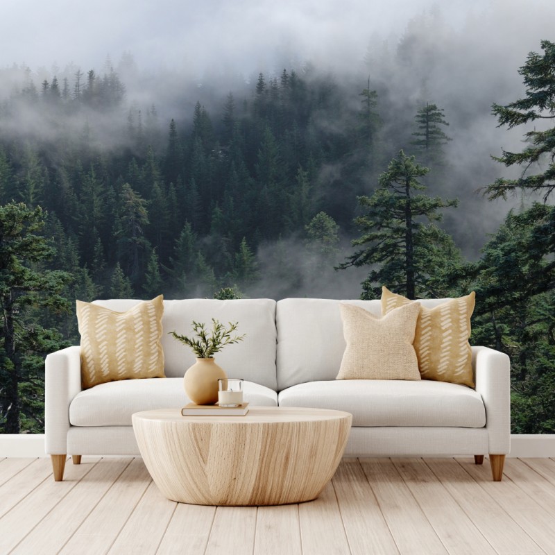 Fototapete nebliger wald vom Larch Mount, Oregon – Wallnifity®