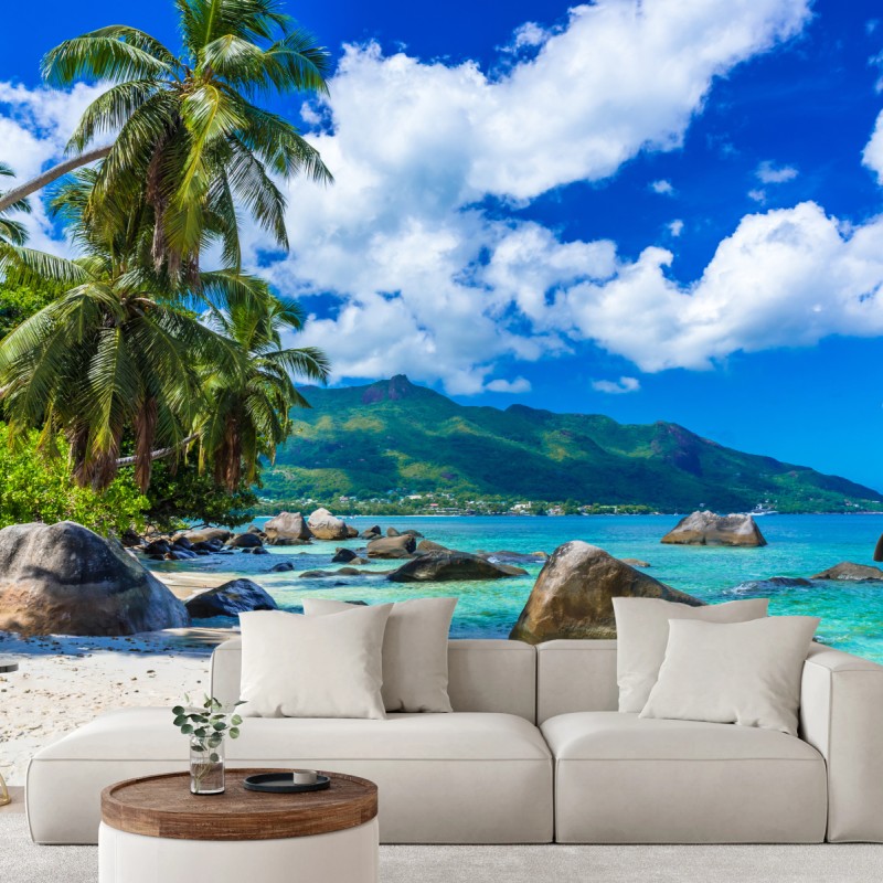 Fototapete Baie Beau Vallon tropischer strand – Wallnifity®