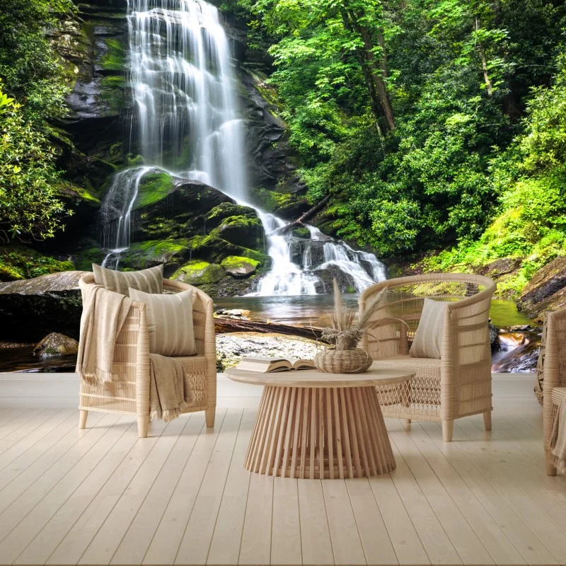 Fototapete ruhiger wasserfall im wald – Wallnifity®