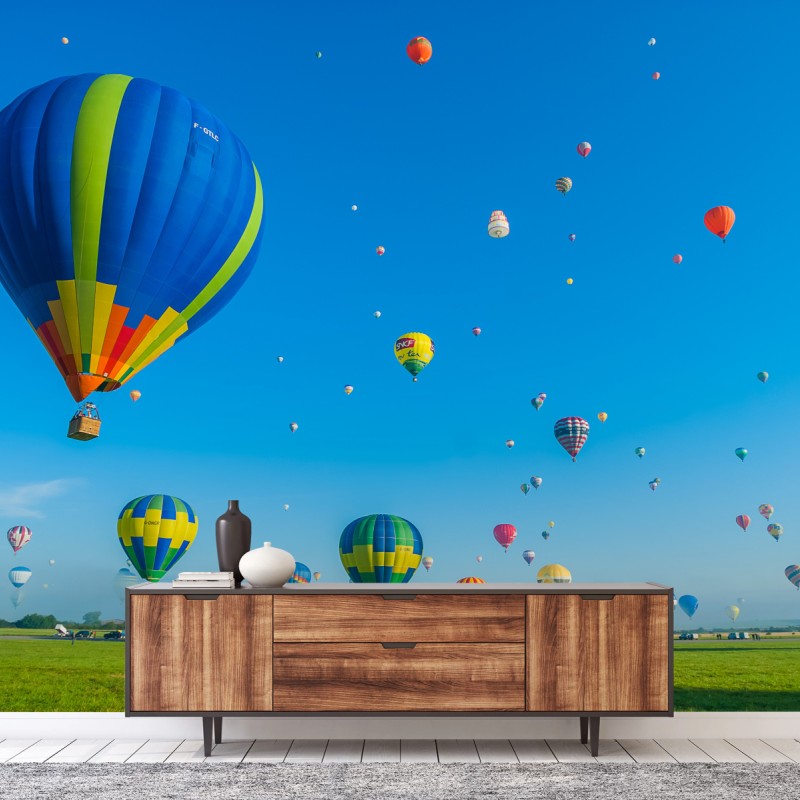 Fototapete bunte heißluftballons über Chambley – Wallnifity®