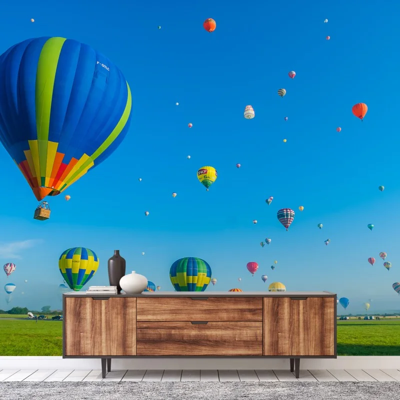 Fototapete bunte heißluftballons über Chambley
