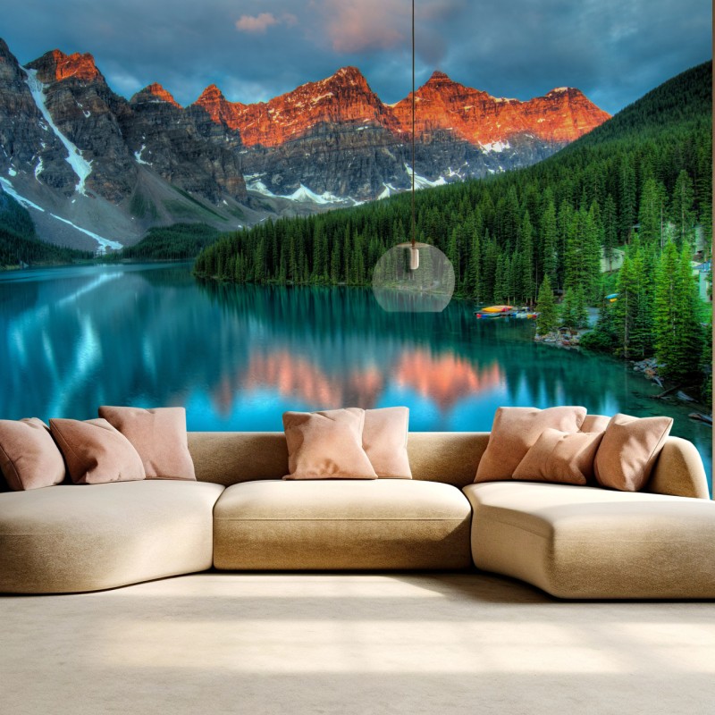 Fototapete Moraine Lake sonnenaufgang alpenglow – Wallnifity®