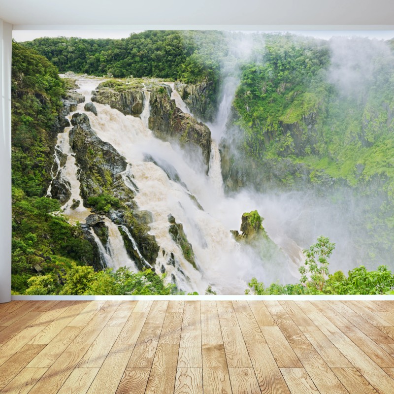Fototapete wasserfall Barron Falls im regenwald – Wallnifity®