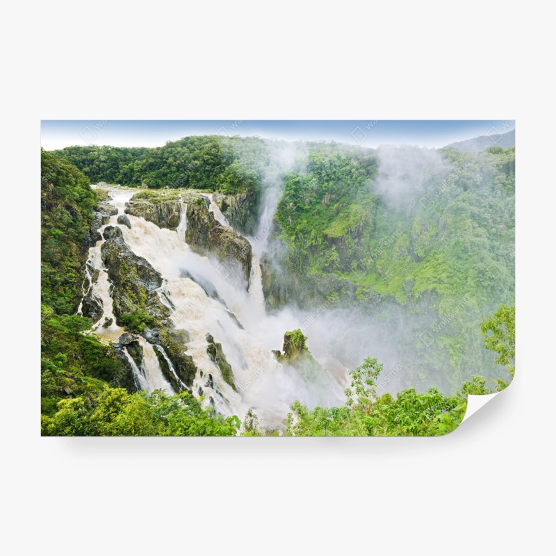 Fototapete wasserfall Barron Falls im regenwald – Wallnifity®