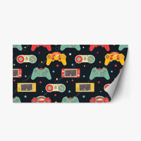 Repositionierbarer Aufkleber retro gamecontroller muster – Wallnifity®