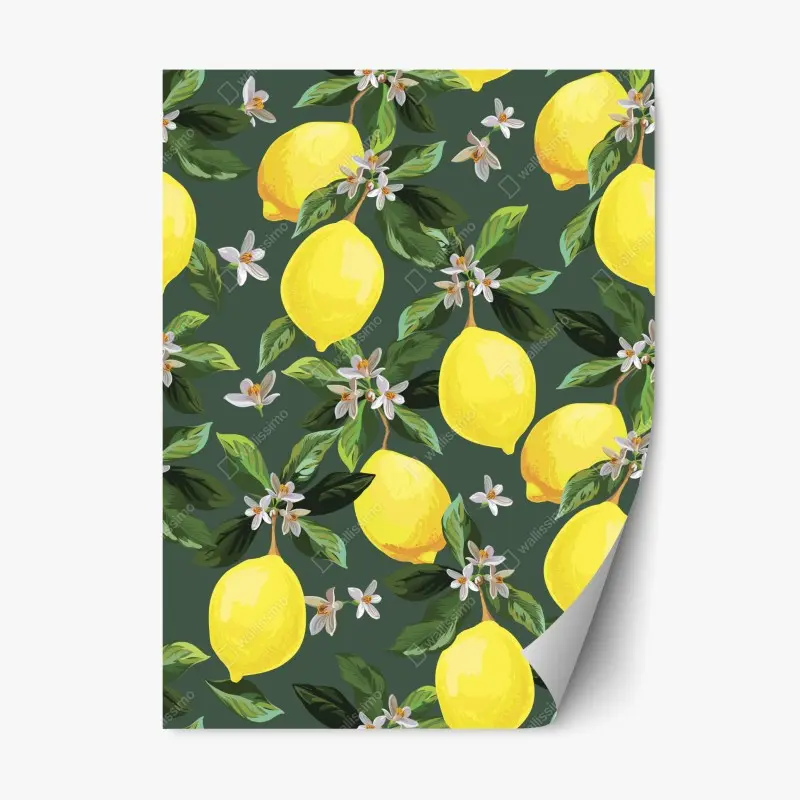 Repositionierbarer Aufkleber botanisches zitronenmuster – Wallnifity® Repositionierbarer Aufkleber botanisches zitronenmuster – Wallnifity®
