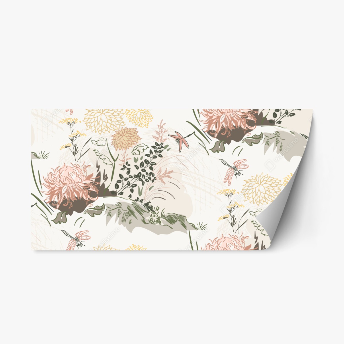 Repositionierbarer Aufkleber zartes pastell-blumenmuster – Wallnifity® Repositionierbarer Aufkleber zartes pastell-blumenmuster – Wallnifity®