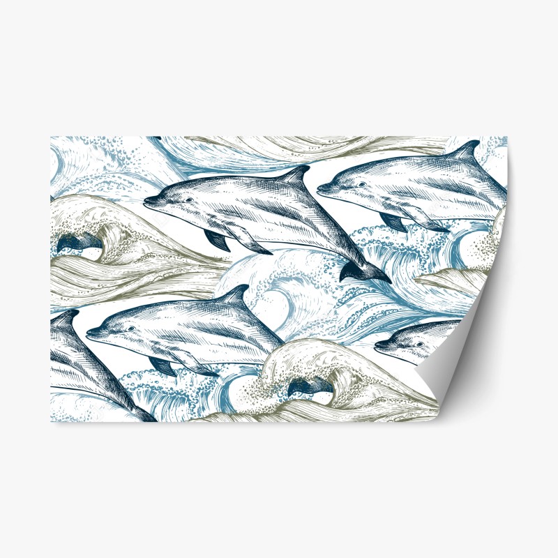 Repositionierbarer Aufkleber gewelltes architekturmotiv in graustufen – Wallnifity®