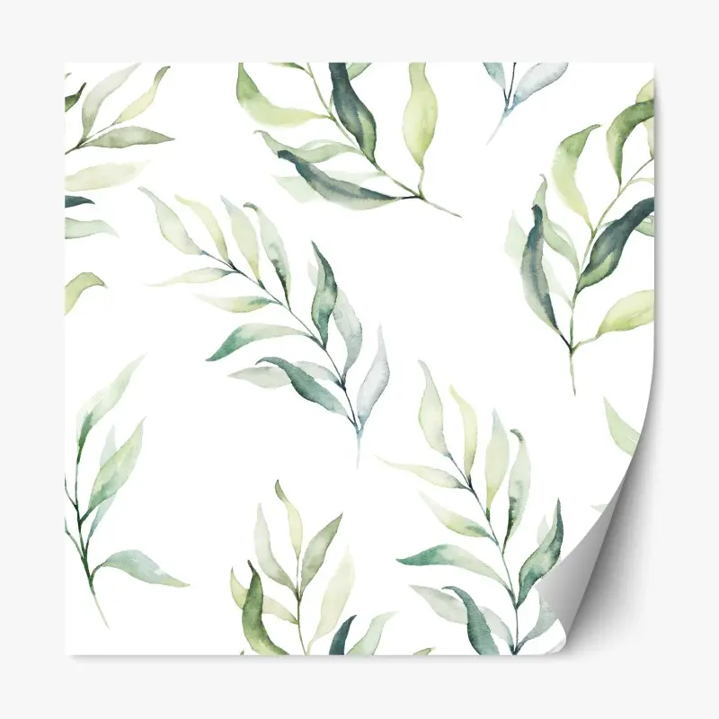 Repositionierbarer Aufkleber sanftes aquarellmuster mit eukalyptusblättern – Wallnifity®