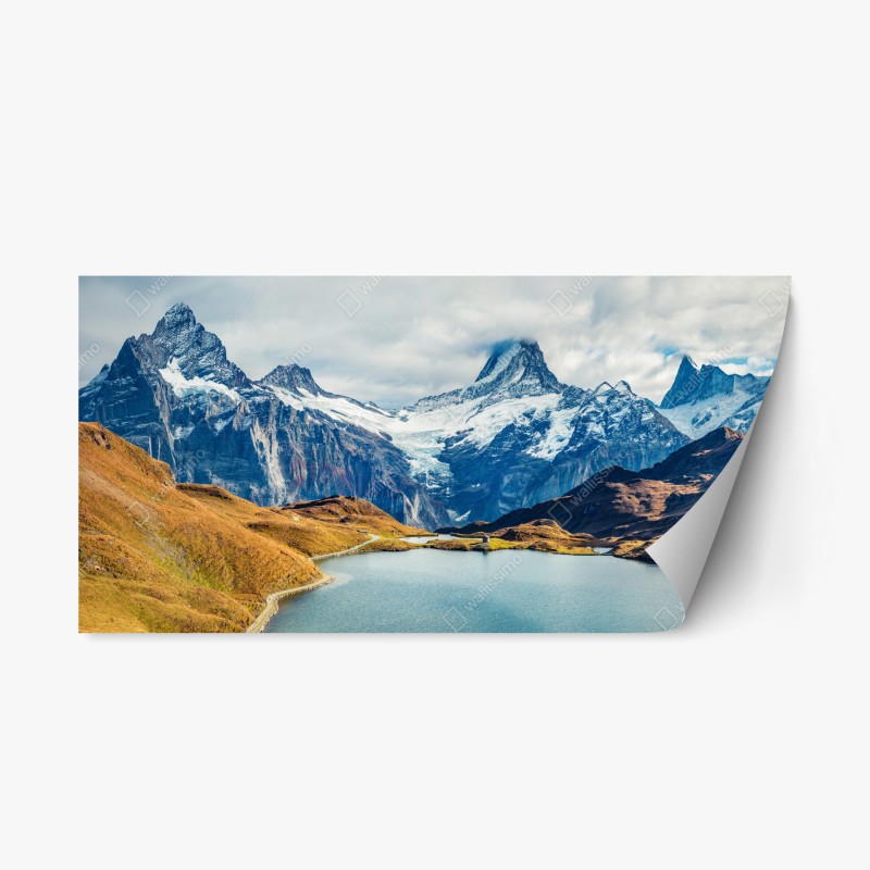 Repositionierbarer Aufkleber zartes beiges muster mit vögeln und ästen – Wallnifity®