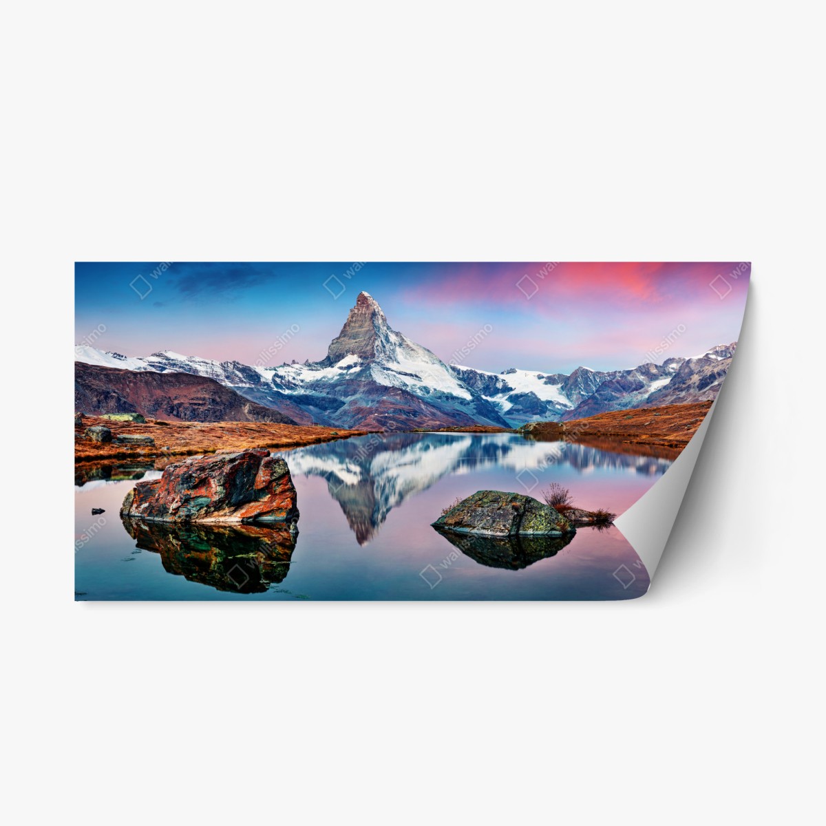 Repositionierbarer Aufkleber spiegelung am Matterhorn bei sonnenaufgang – Wallnifity® Repositionierbarer Aufkleber spiegelung am Matterhorn bei sonnenaufgang – Wallnifity®
