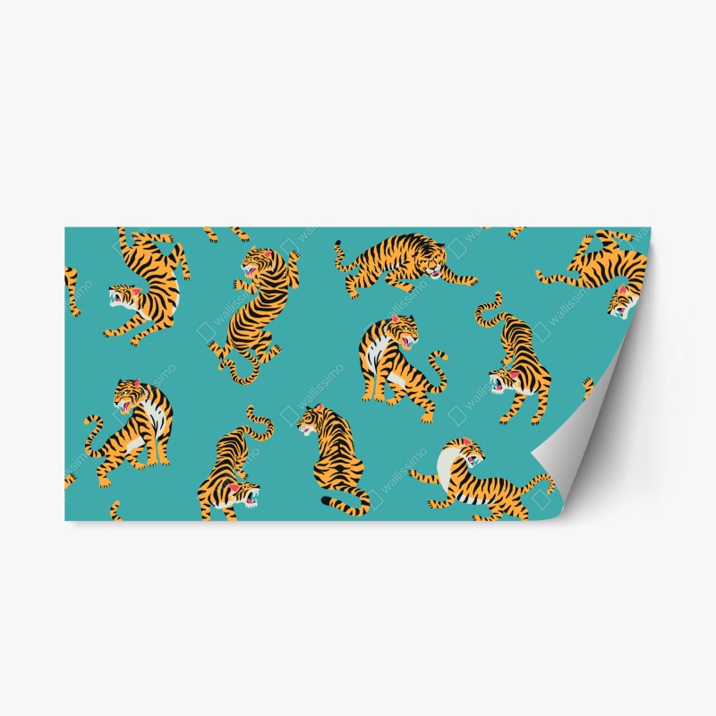 Repositionierbarer Aufkleber lebendige New York skyline bei sonnenuntergang – Wallnifity®