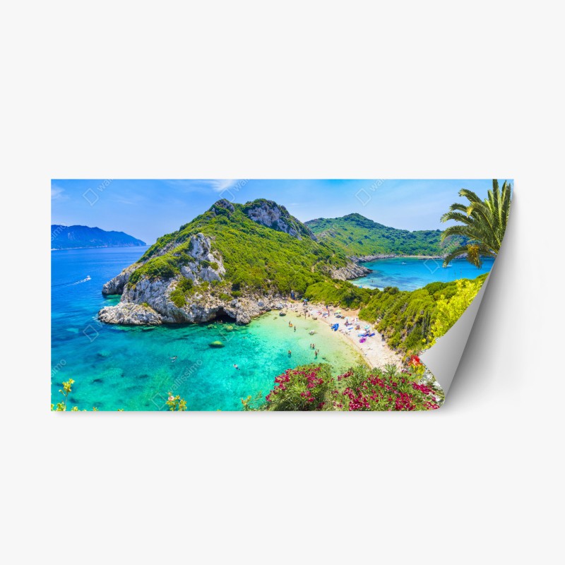 Repositionierbarer Aufkleber Porto Timoni panoramischer strand, Korfu