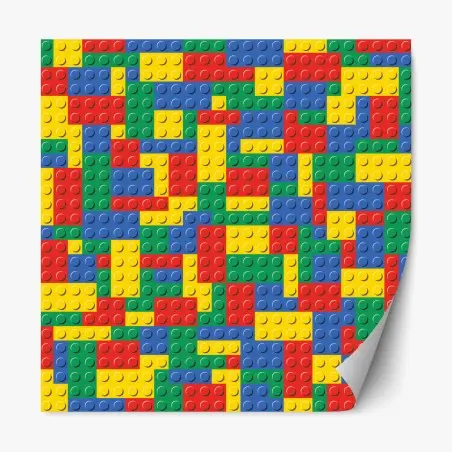 Repositionierbarer Aufkleber buntes bausteinmuster – Wallnifity®